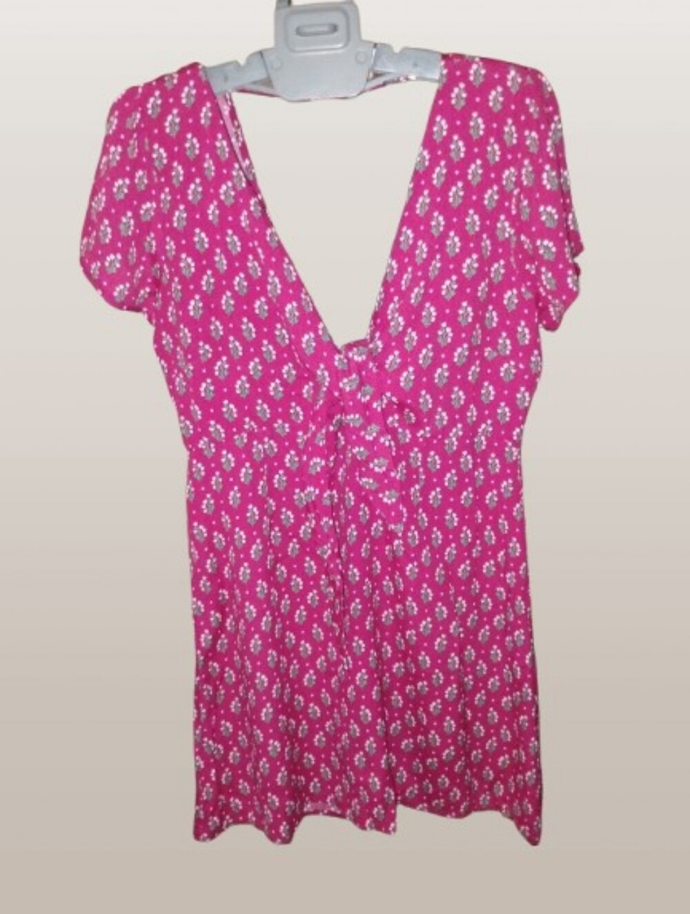 NWT‎ Olivaceous Pink Floral Tie Front Mini Dress L Cottagecore Rayon